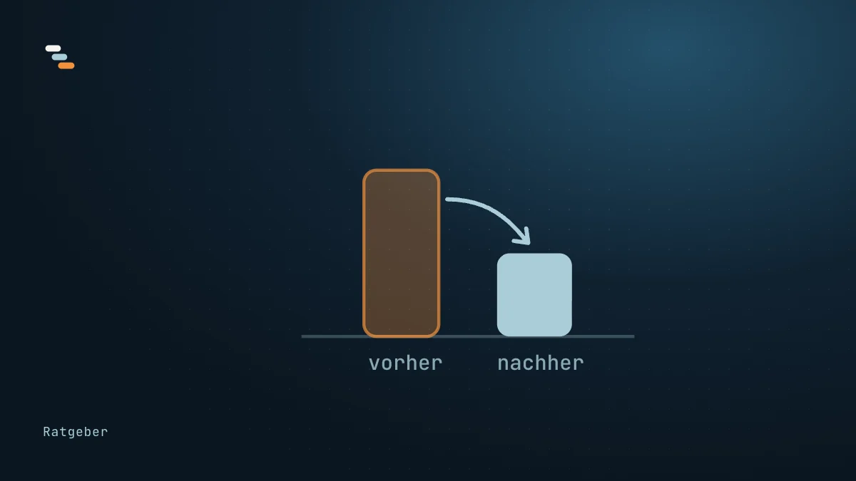 Zeitstrahl eines Auftrags mit kurzen Bearbeitungsabschnitten und langen Wartezeiten dazwischen